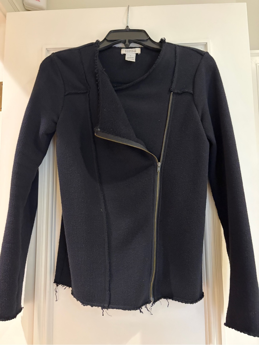 Barneys New York Black Knit Asymmetrical Zip Jacket